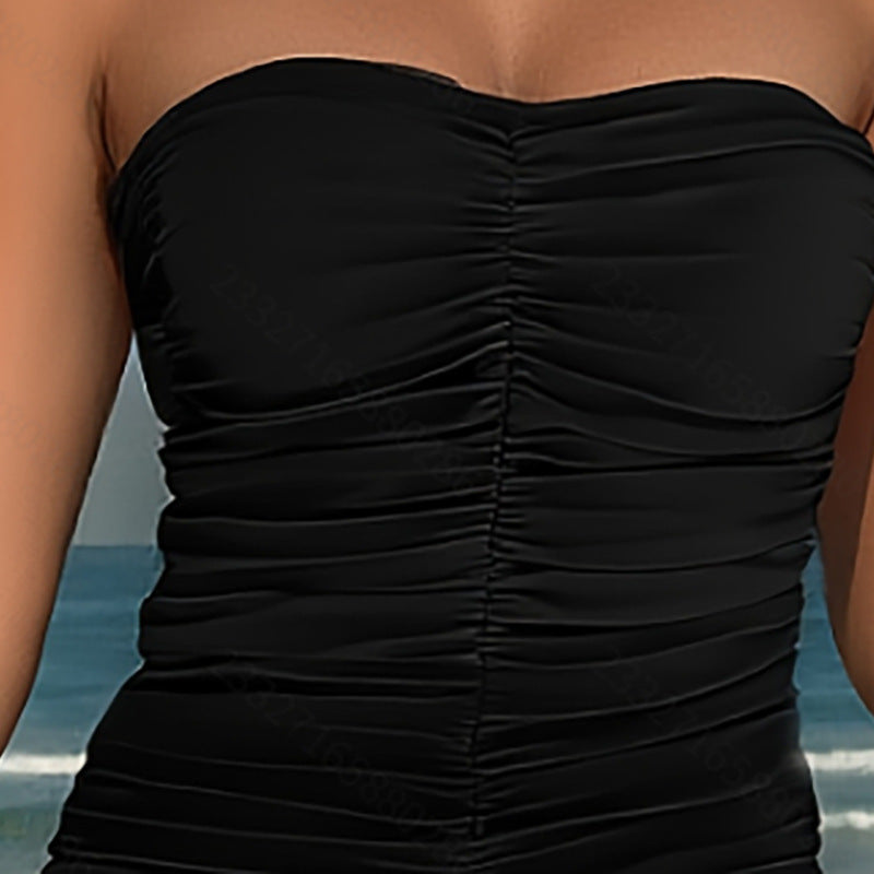 Damen Tankini mit gerafftem Oberteil und modischem Hosenbund