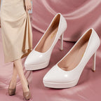 Damen elegante Plateau-Pumps mit schickem Hochglanz-Obermaterial