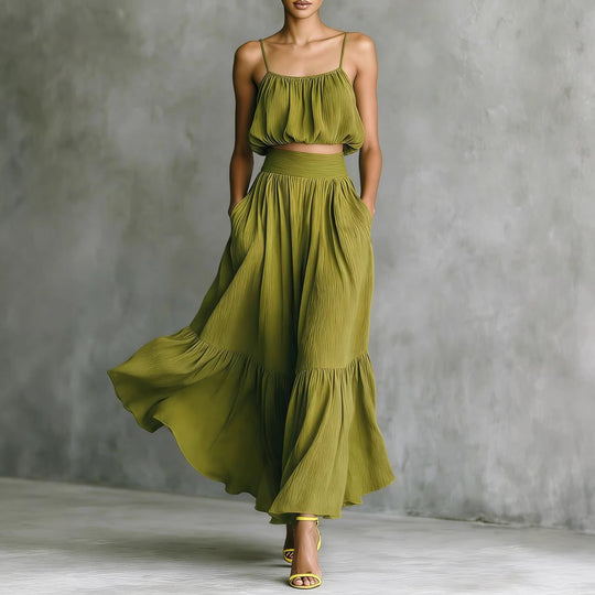 Damen Sommerliches Zweiteiler-Kleid mit fließendem Schnitt und praktischen Taschen R&B