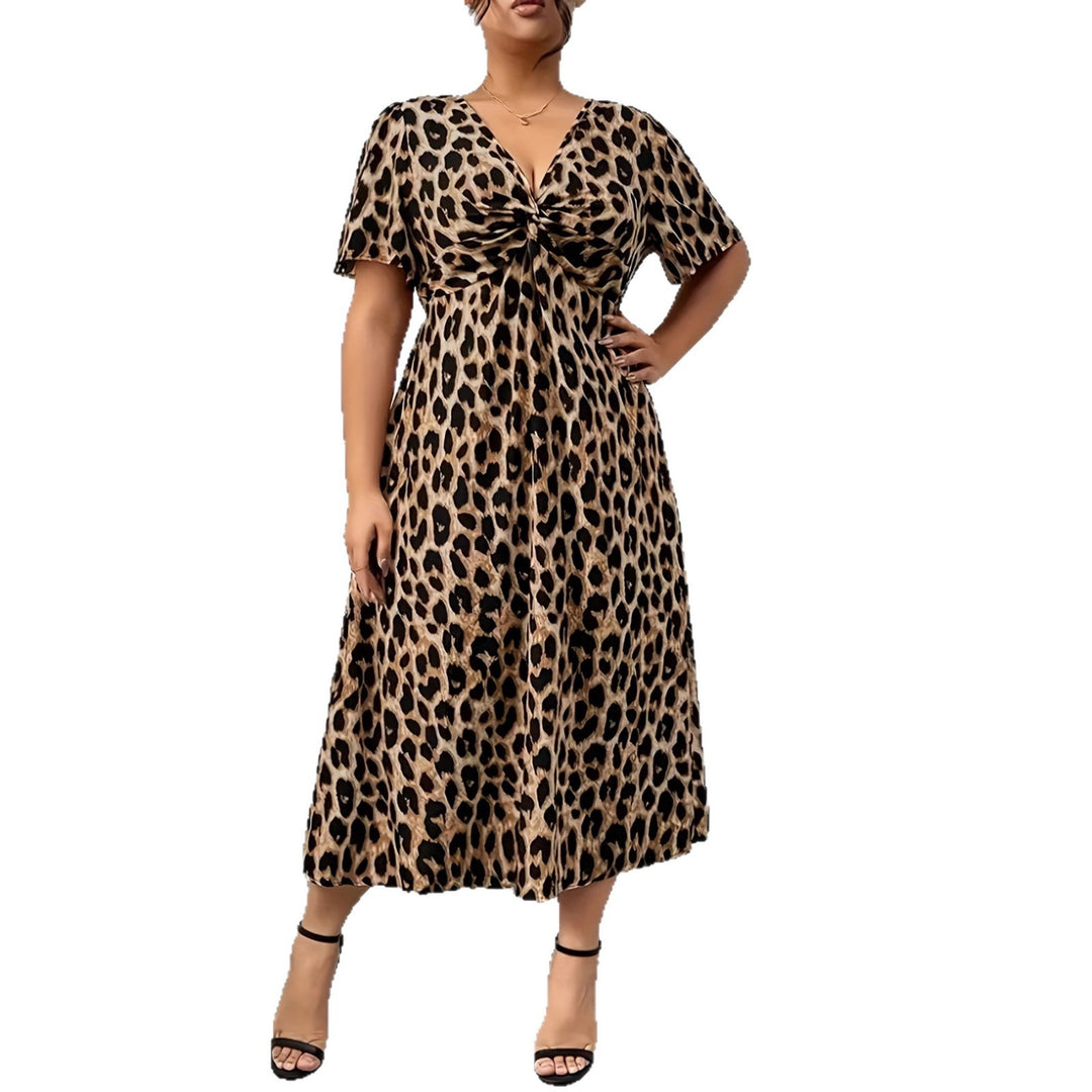 Damen Maxikleid mit raffiniertem Knotendesign und modernem Tiermuster R&B