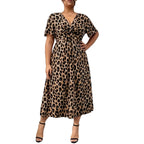 Damen Maxikleid mit raffiniertem Knotendesign und modernem Tiermuster R&B