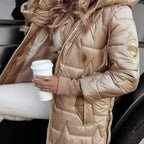 Damen modische und wärmende Steppjacke mit Kapuze R&B