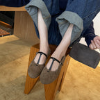 Damen Elegante Ballerinas mit modischem Riemchen aus weichem Veloursleder R&B