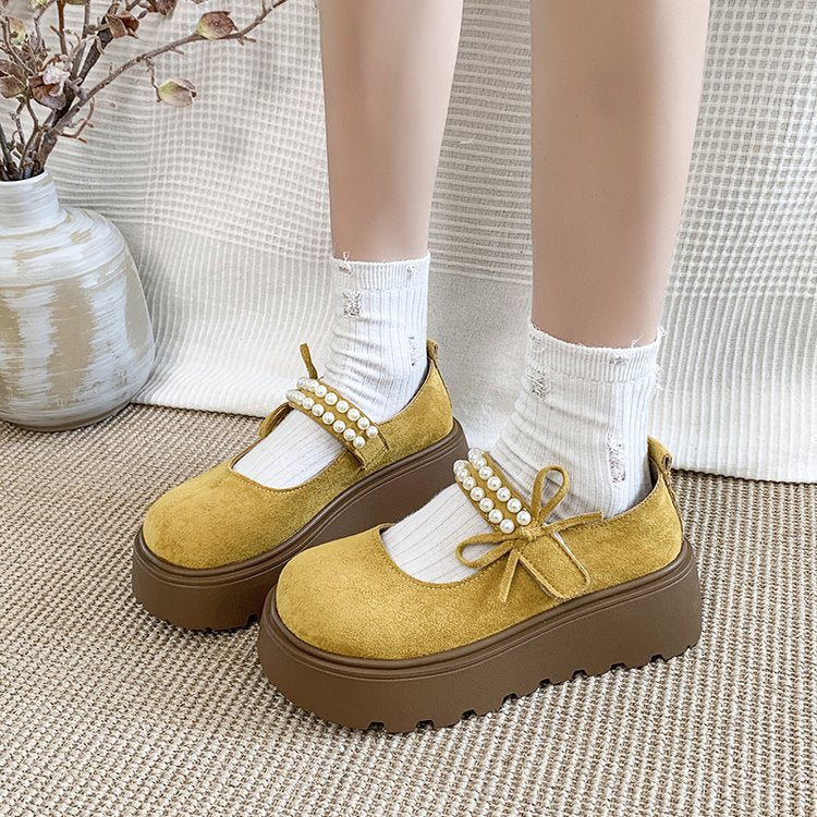 Damen Bequeme und elegante Ballerinas mit Perlenriemen R&B