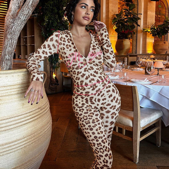 Damen Flared-Hose mit modernem Leopardenmuster R&B