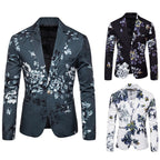 Herren eleganter Blazer mit floralen Mustern und strukturiertem Design