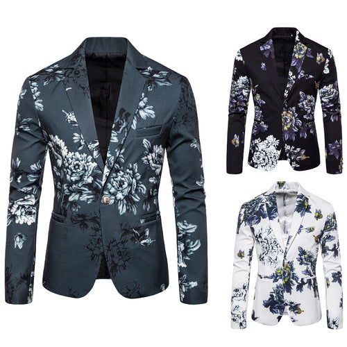 Herren eleganter Blazer mit floralen Mustern und strukturiertem Design R&B