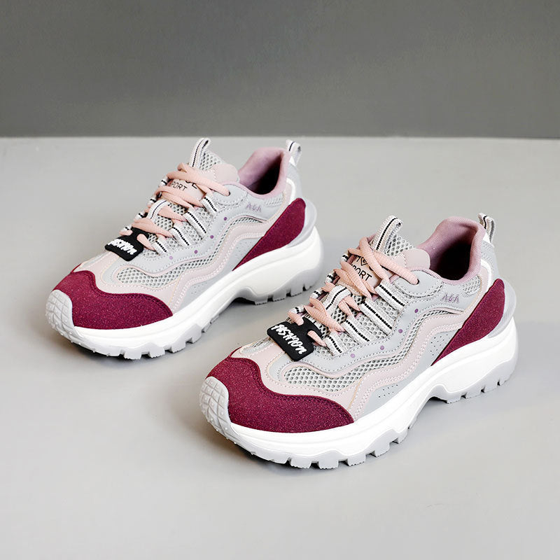 Damen trendige Chunky Sneakers mit atmungsaktivem Mesh und stabiler Sohle R&B
