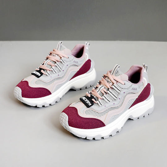 Damen trendige Chunky Sneakers mit atmungsaktivem Mesh und stabiler Sohle R&B