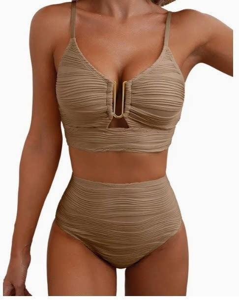 Damen Hochgeschnittener Bikini mit Raffungen R&B
