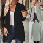 Damen Strickjacke im lässigen Longline-Stil mit modernen Rippendetails