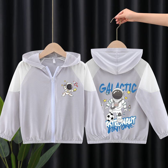 Unisex nan leichte atmungsaktive Kinder-Sommerjacke mit Kapuze und Astronautenprint  R&B