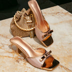 Damen Glamouröse Slingback-Sandalen mit schimmerndem Design und zierlicher Schleifenapplikation R&B