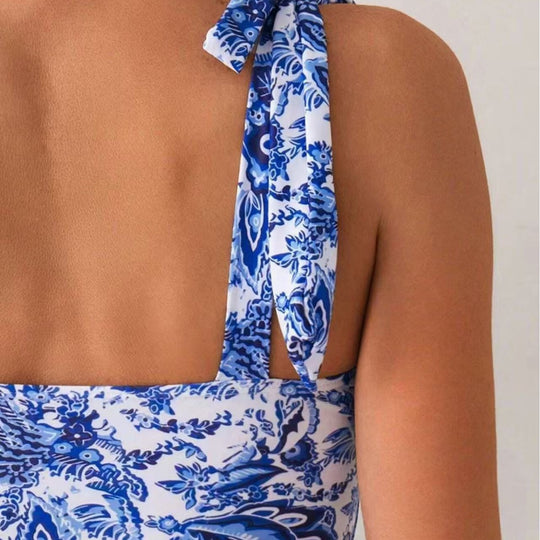 Damen Einteiliger Badeanzug mit verstellbaren Trägern und floralem Design R&B