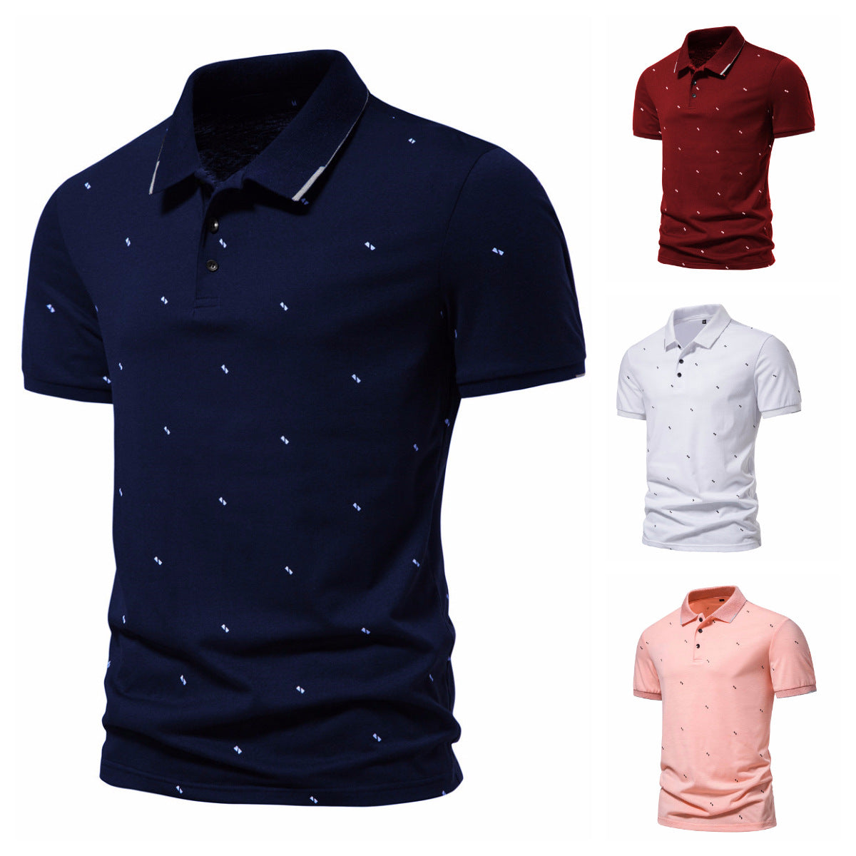 Herren Polohemd mit modischem Druck und hochwertigem Baumwollmaterial
