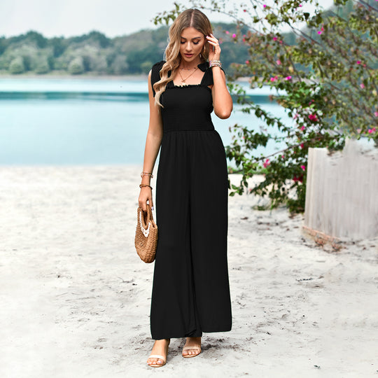 Damen Lässiger Maxijumpsuit mit Rüschen-Details und praktischen Taschen R&B
