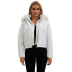 Damen Wendejacke mit abnehmbarer Kapuze und Kunstfell von