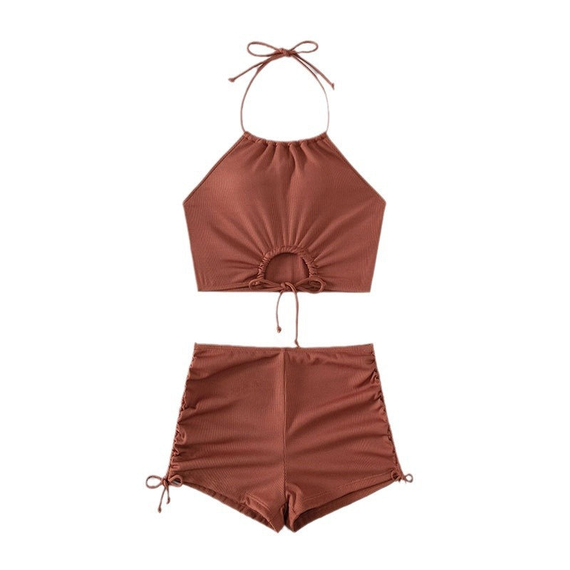 Damen Sportliches Bikini-Set mit asymmetrischem Oberteil und verspieltem Bindedesign R&B