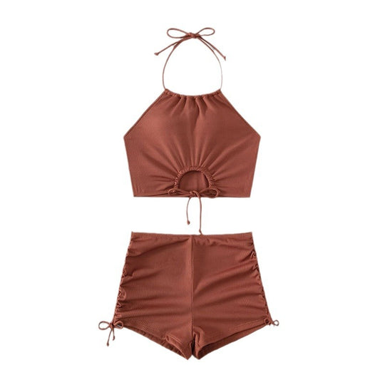 Damen Sportliches Bikini-Set mit asymmetrischem Oberteil und verspieltem Bindedesign R&B