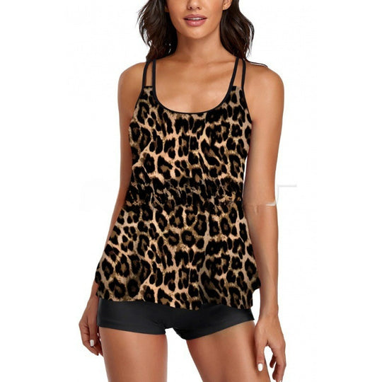 Damen Sportliches Tankini-Set mit bequemem Shorts und verstellbaren Trägern R&B
