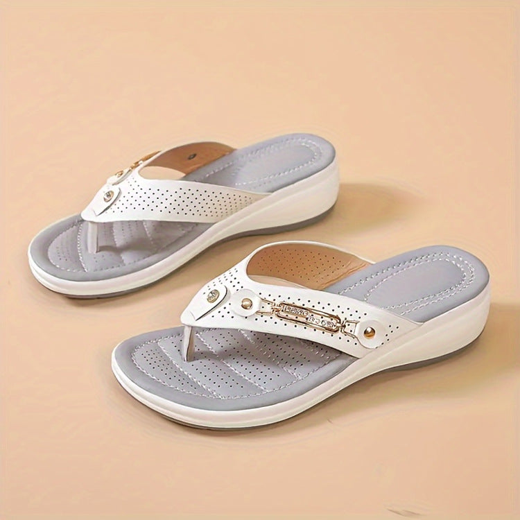 Damen Komfortable Flip-Flops mit dekorativem Schmuckelement R&B