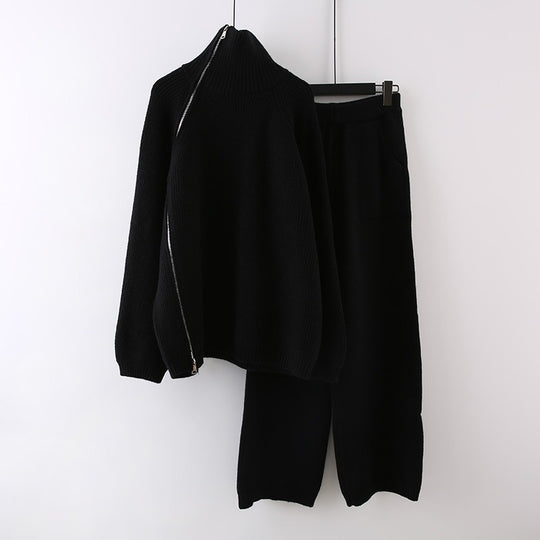 Damen Strickensemble mit Rollkragen und Reißverschluss R&B