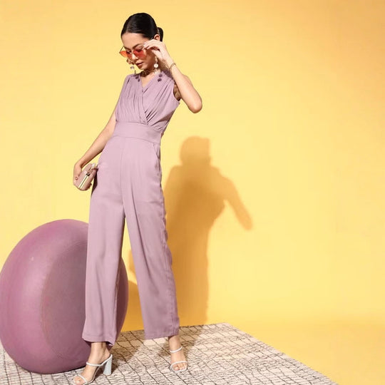 Damen Jumpsuit mit elegantem V-Ausschnitt von R&B