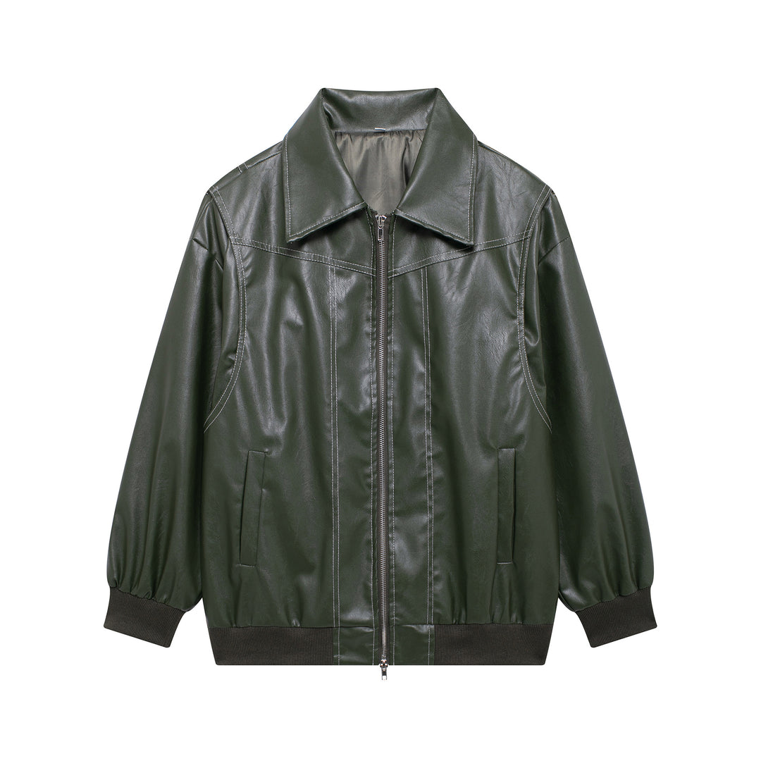 Damen Kunstlederjacke mit lässigem Schnitt und elastischem Saum R&B