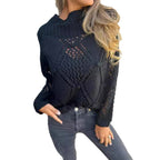Damen Strickpullover mit offener Maschenstruktur