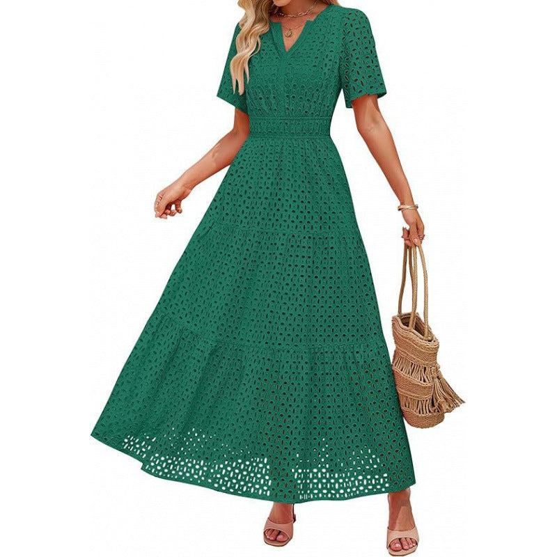 Damen Maxikleid mit gehäkeltem Muster R&B