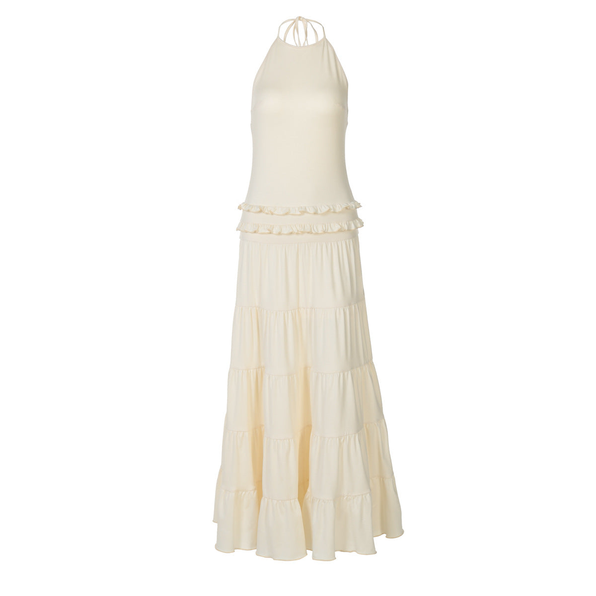 Damen Maxi-Kleid mit feinen Rüschendetails R&B