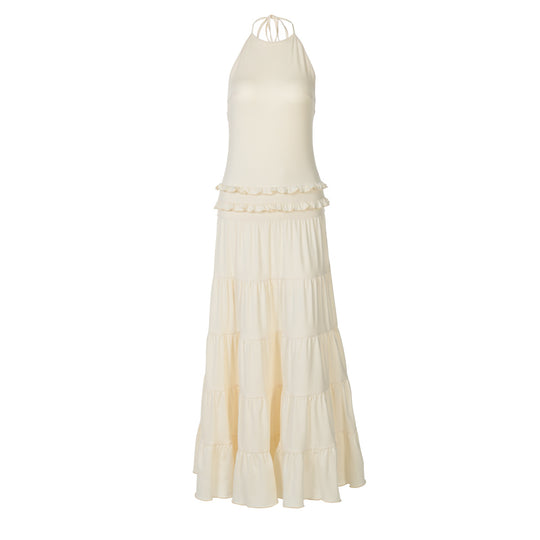 Damen Maxi-Kleid mit feinen Rüschendetails R&B