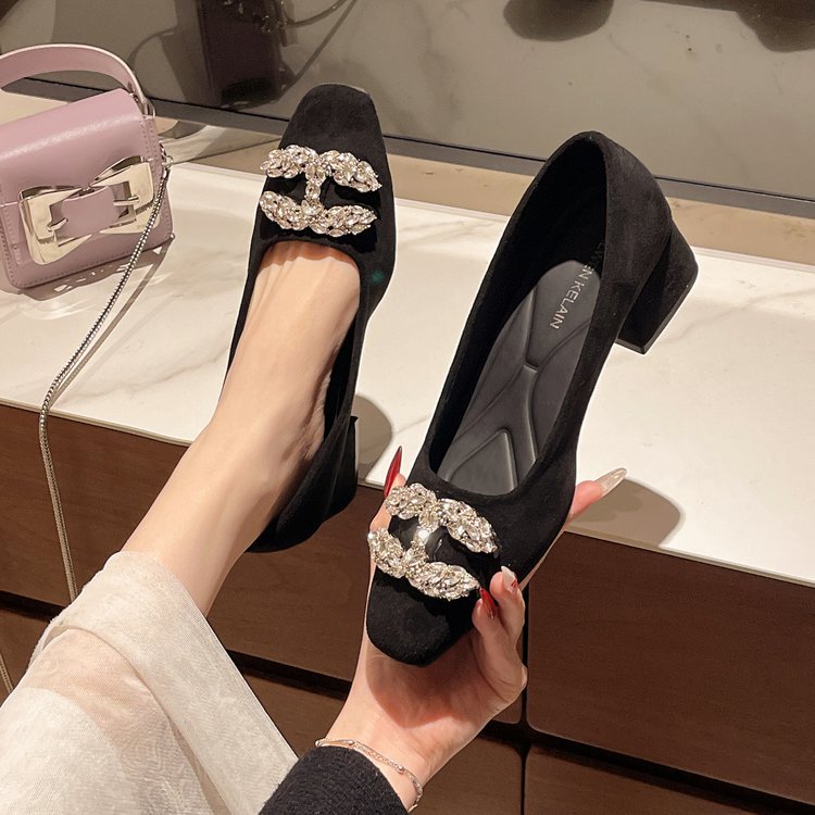 Damen Designer-Blockabsatzpumps mit Glitzerakzenten R&B