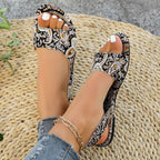 Damen modische Sandalen im Boho-Stil mit elastischen Riemen und einzigartigem Paisley-Muster