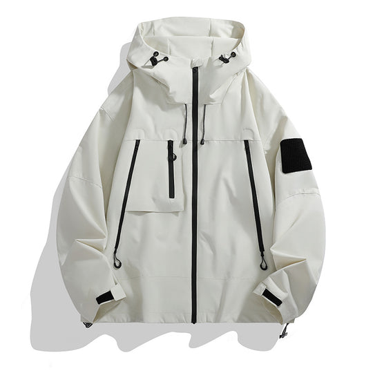 Herren funktionale Outdoor-Jacke mit verstellbarer Kapuze und mehreren Taschen R&B