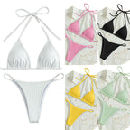 Damen Triangel-Bikini mit verstellbaren Bändern und rippierter Textur R&B