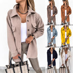 Damen Modische Overshirt-Jacke mit aufgesetzten Taschen und Knopfverschluss R&B