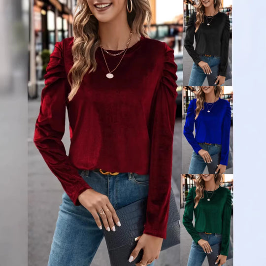 Damen Elegantes Langarmshirt mit Raffungen R&B