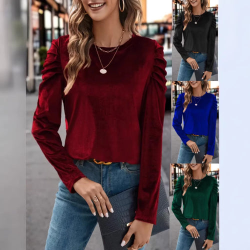 Damen Elegantes Langarmshirt mit Raffungen R&B
