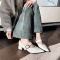 Damen elegante Slingback-Pumps mit breitem Riemen und blockiertem Absatz R&B
