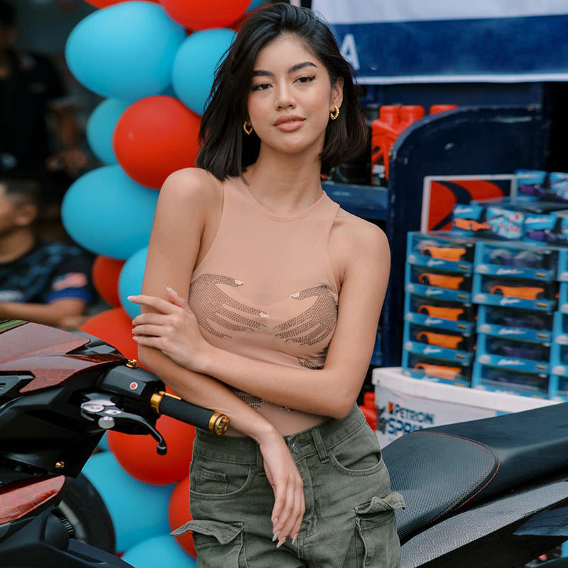 Damen Sportliches Funktionsoberteil mit auffälligem Hand-Design R&B