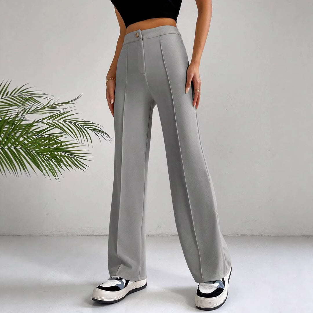 Damen Elegante High-Waist Hose mit seitlichen Nähten und schmalem Schnitt R&B
