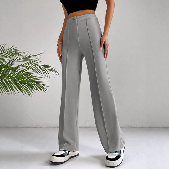 Damen Elegante High-Waist Hose mit seitlichen Nähten und schmalem Schnitt R&B