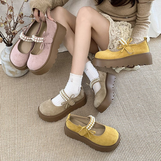 Damen Bequeme und elegante Ballerinas mit Perlenriemen R&B