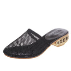 Damen Modische Mules mit Netzstruktur und Glitzer-Akzent R&B