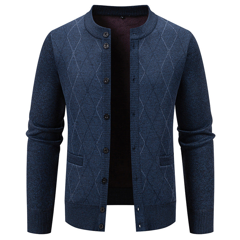 Herren Strickjacke mit modernem Rautenmuster R&B