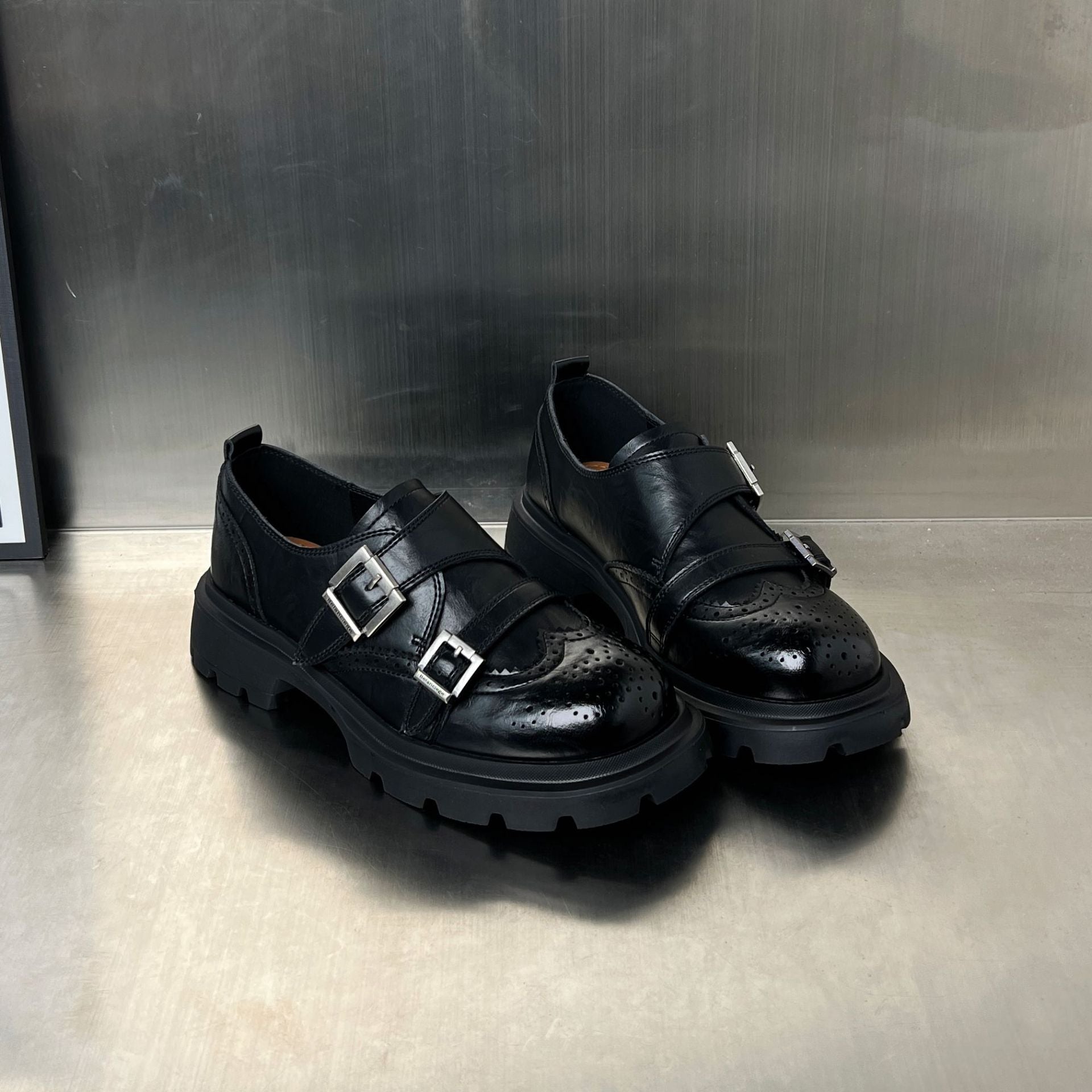 Damen Elegante Schnürschuhe mit modischen Schnallen und rutschfester Gummisohle R&B
