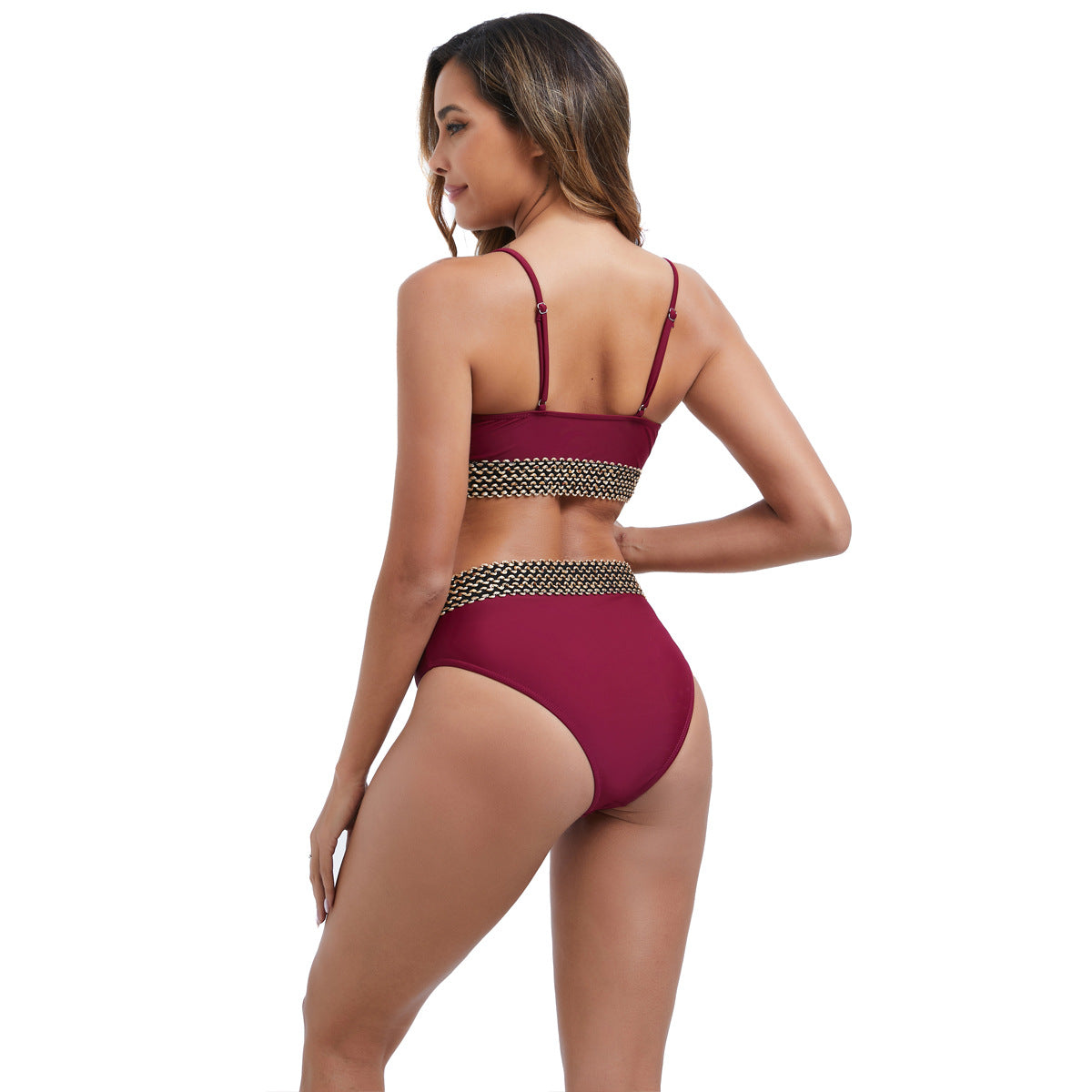 Damen Hochtailliertes Bikini-Set mit modischen Akzentdetails R&B