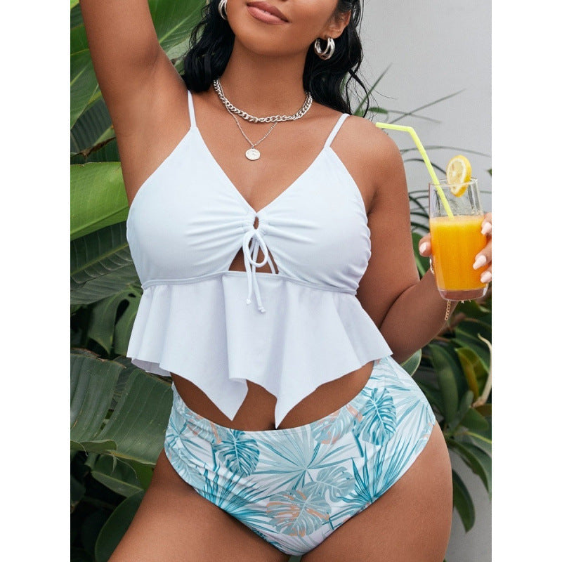Damen Bikiniset mit modischem Volant und hohem Bund R&B