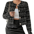 Damen Elegante Tweed-Jacke mit goldenen Knöpfen und femininer Silhouette R&B